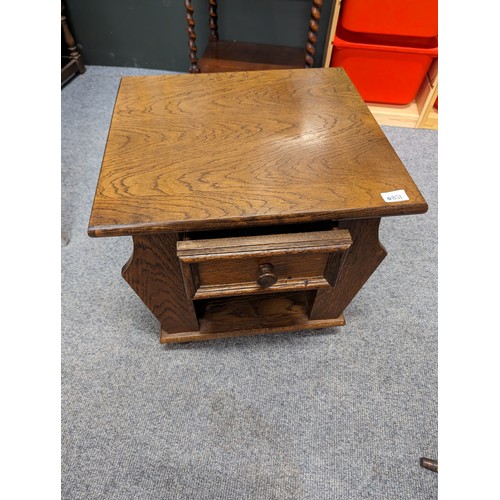 851 - Side table with magazine compartment & 1 drawer. 51 x 46 x ht 49cms