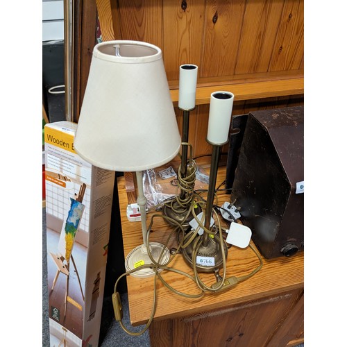 766 - Three Laura Ashley table lamps, 2 x brass and 1 other