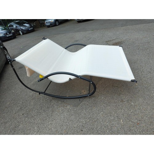 264 - double cream canvas rocking sun lounger 