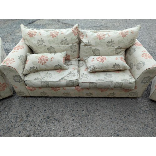 811 - Collins & Hayes 3 piece suite, armchairs w92 x d 95 x ht 75.5, sofa w 205 x d95.5 x ht 75cms