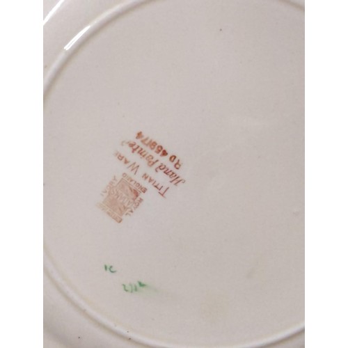 689 - Adams Titian ware hand painted serving plate 32 x 42cm and six plates