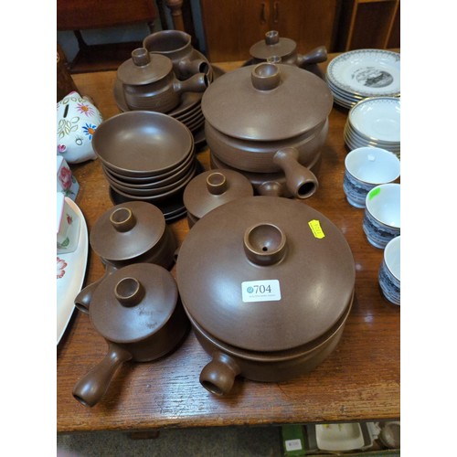 704 - Langley dinner and serving ware inc. lidded tureens, lidded soup bowls, serving plates etc.