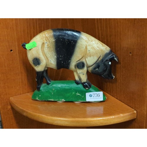 776 - cast iron pig door stop 