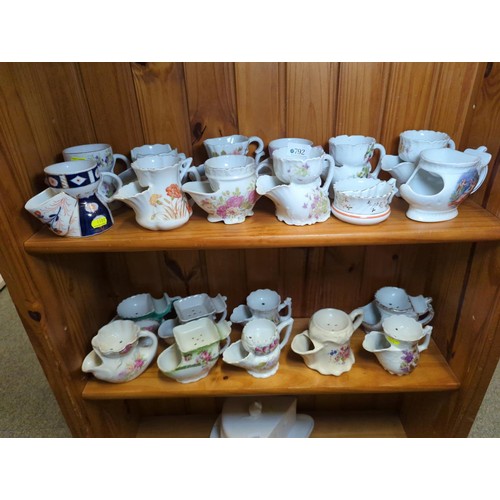 792 - 2 shelves of shaving mugs 