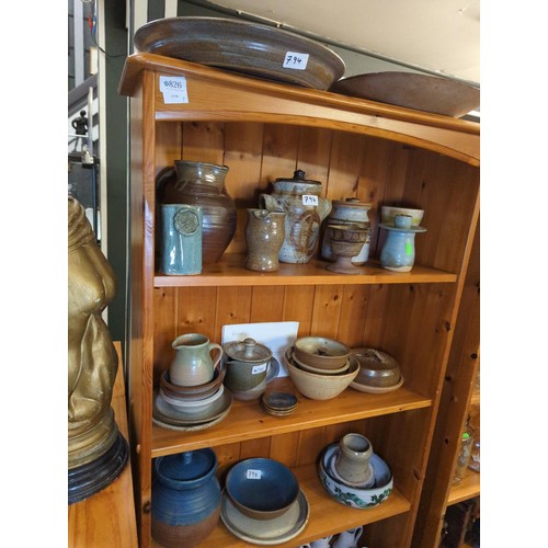 794 - 3 shelves of studio pottery