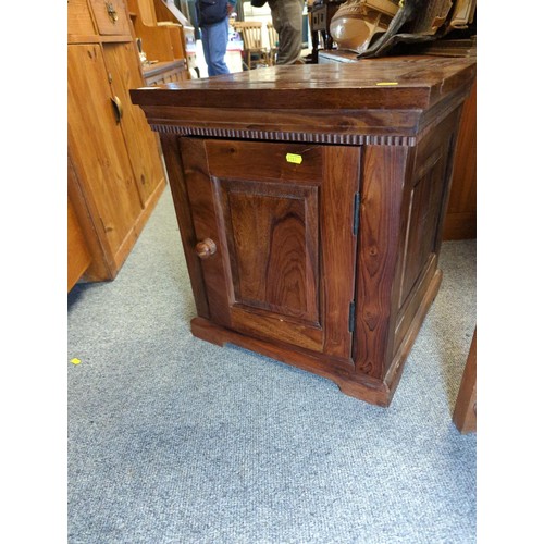 877 - Low hardwood cupboard, 50 x 50 x ht 55.5 cms