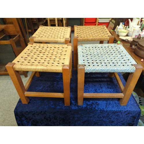 878 - 4 rush topped stools