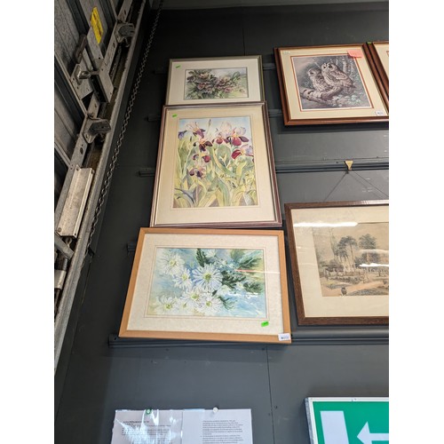 651 - Three original floral watercolour paintings by: Patricia Burns, Suzanne Jones and Shirley Harrell, a... 