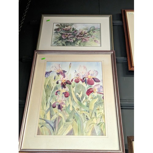 651 - Three original floral watercolour paintings by: Patricia Burns, Suzanne Jones and Shirley Harrell, a... 