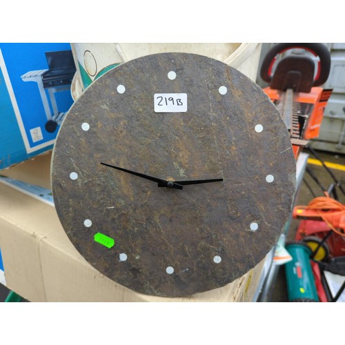 219B - Battery operated slate faced garden clock dia. 30cm