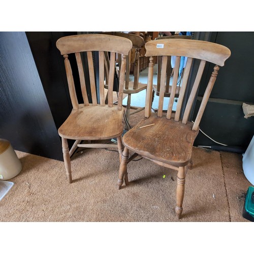 869 - Pair of elm- seated slat back chairs