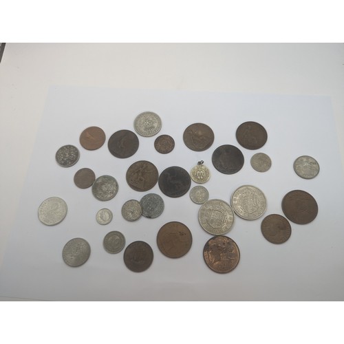 145 - Tub of British & world coins, including some commemorative medals, gross weight including tub 3.... 