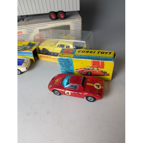 604 - Dinky and Corgi toys Porsche Carrera, Lotus- Climax, Lancia Fulvia, Ford Capri etc.