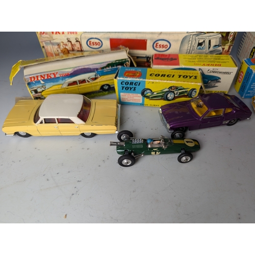 604 - Dinky and Corgi toys Porsche Carrera, Lotus- Climax, Lancia Fulvia, Ford Capri etc.