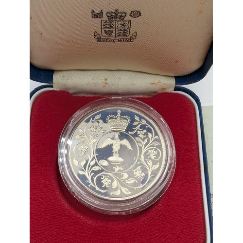 132 - Royal Mint silver jubilee silver proof crown, with booklet and box