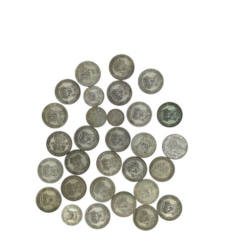 143 - Silver coins, including 150 grams of pre-1947 UK coins and 27.26 grams of pre-1920 UK coins and an A... 