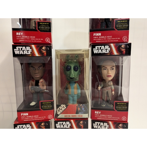 618 - Star Wars vinyl bobble-head including Rey, Finn, Captain Phasma, Greedo