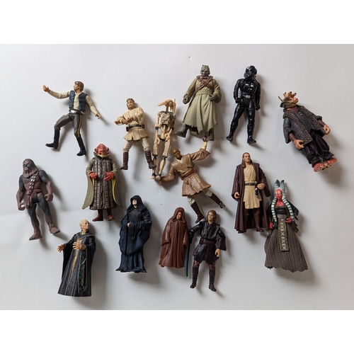 630 - Star Wars figures and other star wars items including Darth Vader, R2-D2, Darth Maul, Yoda, plush Ch... 