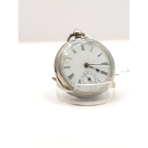 161 - Late Victorian silver cased key-wind fusee lever open face pocket watch, with subsidiary seconds, mo... 