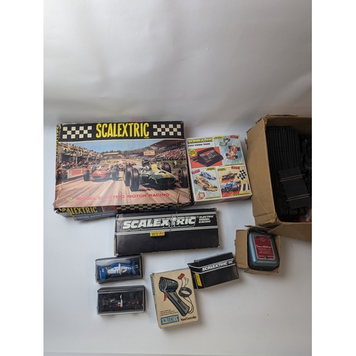 638 - Tri-ang Scalextric model electric motor racing with extra accessories track. Hand controller ect