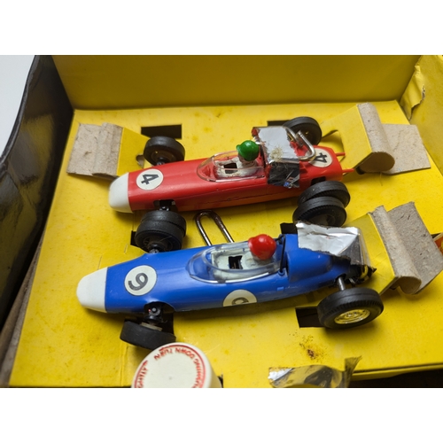 638 - Tri-ang Scalextric model electric motor racing with extra accessories track. Hand controller ect