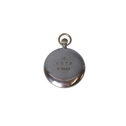 162 - Cyma WWII military issue open face pocket watch, with subsidiary seconds, marked to case back with b... 