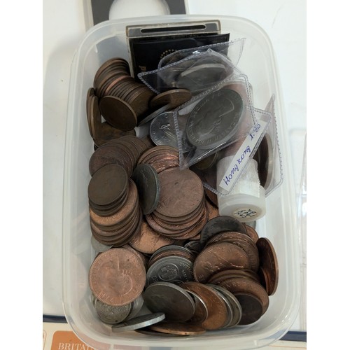 146 - Tub of mostly UK and Canadian coins, including some commemorative crowns, coin sets etc., gross weig... 