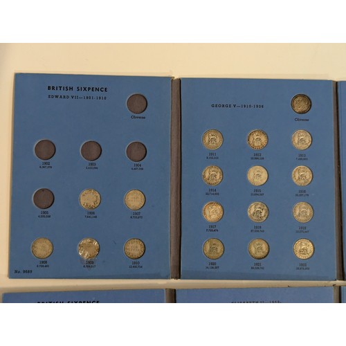 151 - Five Great Britain coin folders, some duplicates, including threepence, sixpence and shillings, gros... 