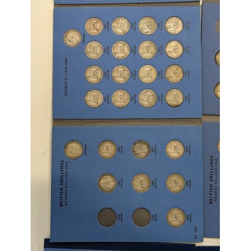 151 - Five Great Britain coin folders, some duplicates, including threepence, sixpence and shillings, gros... 