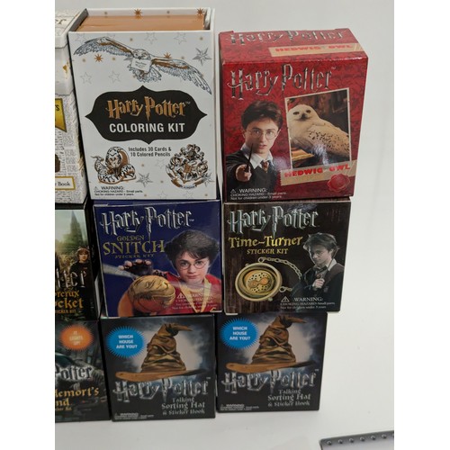 672 - Harry Potter sticker kits/colouring kits inc. Lord Voldemort's Wand, Time Turner, Hogwart's Castle s... 