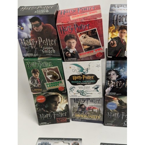 672 - Harry Potter sticker kits/colouring kits inc. Lord Voldemort's Wand, Time Turner, Hogwart's Castle s... 