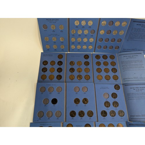 152 - Seven coin folders, post 1947, mostly part filled, including threepence, half pennies, pennies and s... 