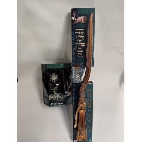 685 - Harry Potter Death eater voice changing mask & Firebolt broom stick both boxed.