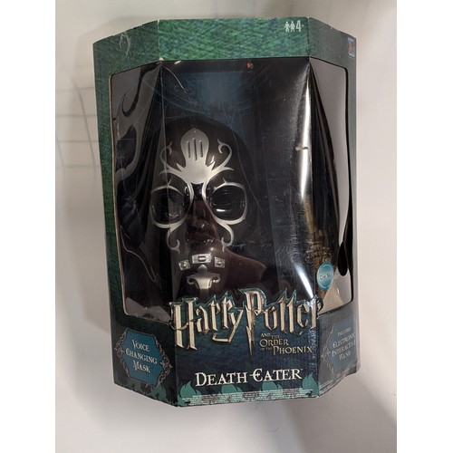 685 - Harry Potter Death eater voice changing mask & Firebolt broom stick both boxed.