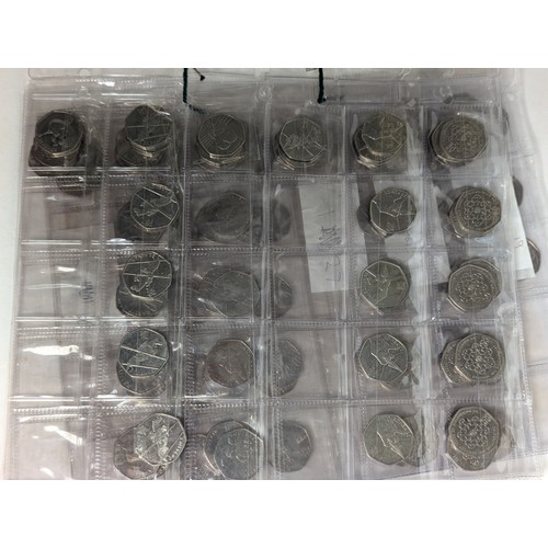 156 - £66 face value of various collectable 50p coins