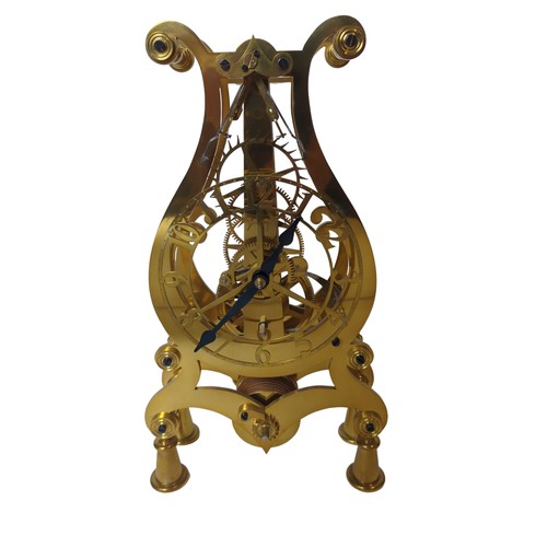 1 - Brass Lyre Skeleton Clock built to the W R Smith design and drawings, believed to be unfinished, tog... 