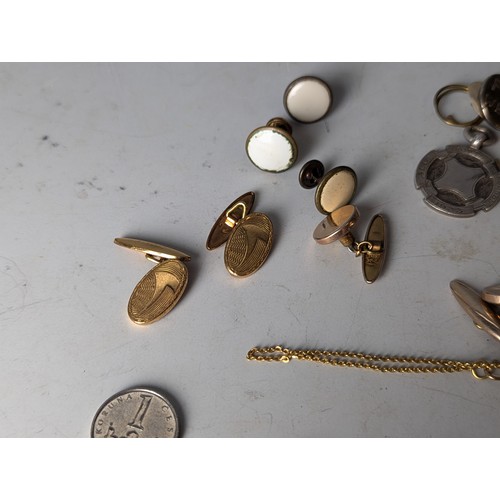 174 - Assorted ladies and gents jewellery items, coins, medals etc.