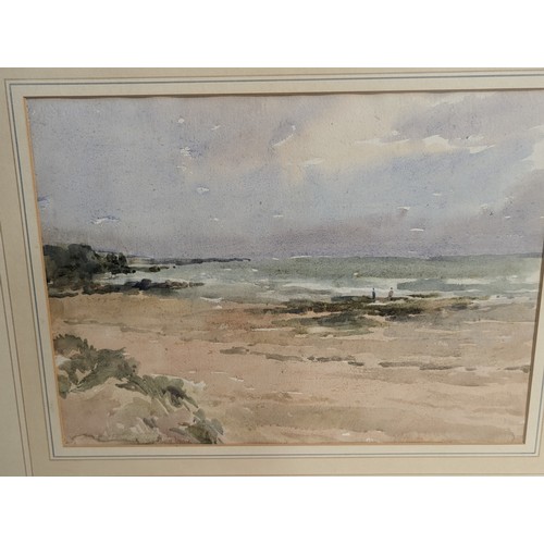 332 - Two framed watercolours; a seascape and a copse of trees, both unsigned (or signature beneath mount)... 