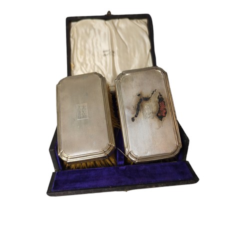 181 - Gentleman's boxed silver mounted two brush and comb set, William Neale & Son Ltd, Birmingham 193... 