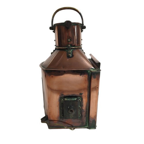 185 - Copper and brass mounted ships lantern by Alderson & Gyde Ltd Birmingham, circa 1943, labelled B... 