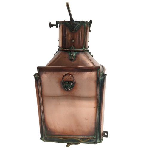 185 - Copper and brass mounted ships lantern by Alderson & Gyde Ltd Birmingham, circa 1943, labelled B... 