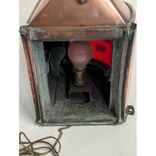 185 - Copper and brass mounted ships lantern by Alderson & Gyde Ltd Birmingham, circa 1943, labelled B... 