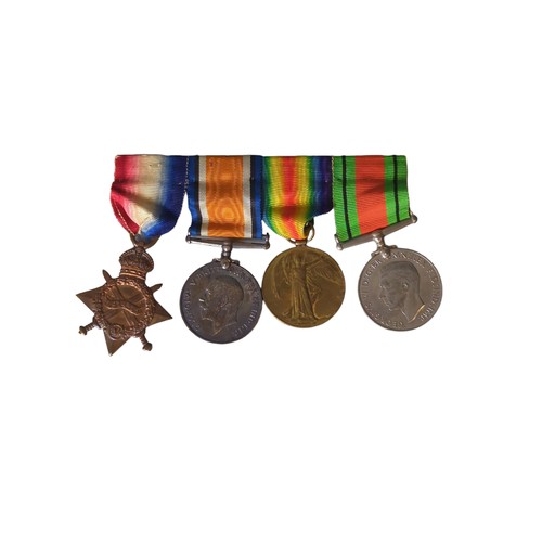 188 - WWI medal group awarded to PTE A. JARMAN DEVON R. to include War Medal, Victory Medal and 1914-15 St... 