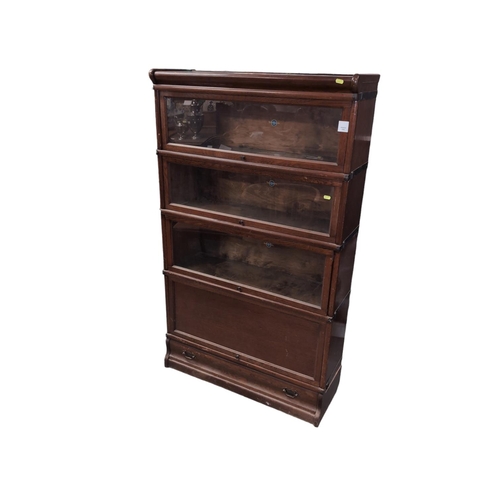 466 - Globe Wernicke 4-tier barristers bookcase, comprised of 3 glass fronted units & single unit of o... 