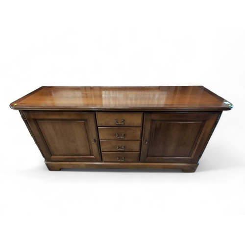 477 - Grange Furniture cherry wood sideboard, comprised of three drawers and two cupboards. W190cm D56cm H... 