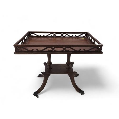 491 - REGENCY STYLE MAHOGANY TABLE on casters 60cm by 39cm by 54cm