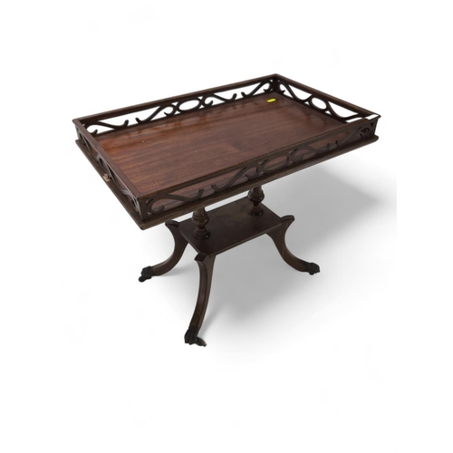 491 - REGENCY STYLE MAHOGANY TABLE on casters 60cm by 39cm by 54cm