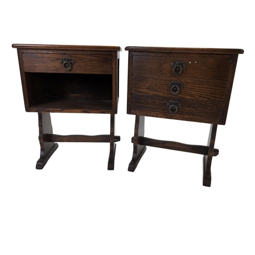 494 - 2 oak low units with drawers. One with single drawer and open lower area, other with 3 drawers. W45c... 