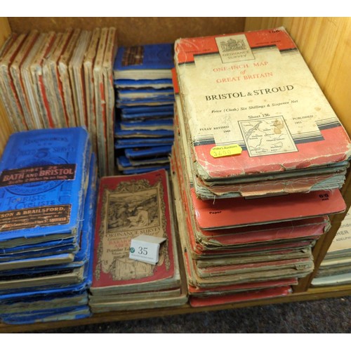 35 - Selection of vintage Ordnance Survey and Tourist & Cycling maps. Approx 41 OS maps e.g. Ply... 