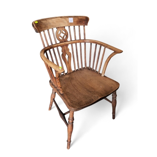 497 - Elm seated slat back Windsor chair